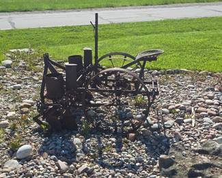 vintage, 2-row iron corn planter
