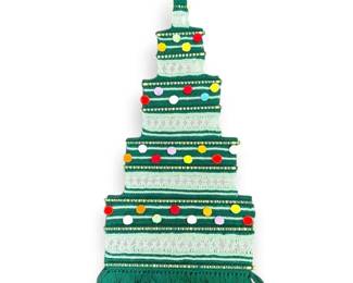 Homemade Knitted Christmas Tree Wall Hanger