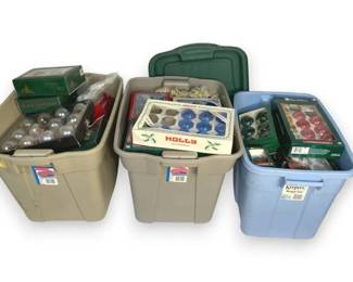 Three Tubs Of Christmas Ornaments