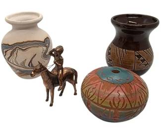 Small Native American Pottery Pieces  More  Nemadji, Dine Navajo,  Sioux Pottery