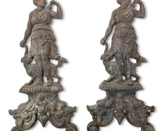 Pair of Diana the Huntress Cast Iron Sculptures