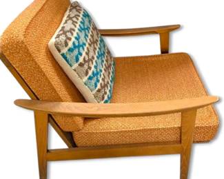 1970s Orange MCM Danish Style Lounge Chair