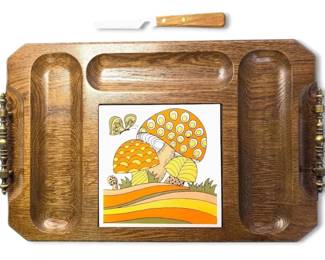 Vintage Mushroom Wooden Cheese Board
