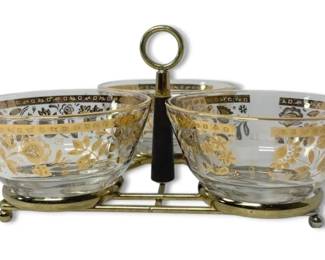 Vintage Culiver Relish Dishes With Caddy