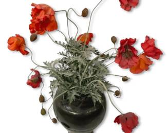 Metal Vase With Poppy Arrangement