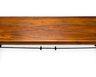 Wood Entryway Bench With Iron Base