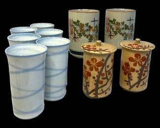 Floral  Blue Porcelain Cups