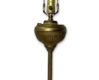 Victorian Etched Brass Oil Lamp Converted To Electric