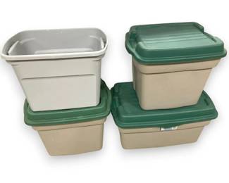Four Large Tubs, Three With Lids