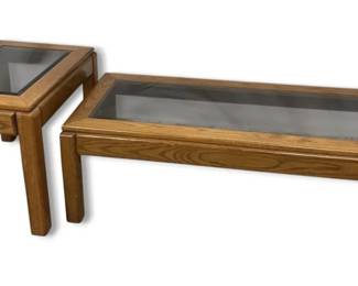 Oak Coffee Table And End Table
