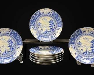 Eight Blue White Porcelain Plates