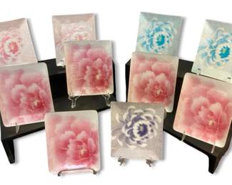 Pink Floral Hinode Cloisonne Small Dishes