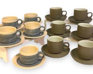 Denby England Green Tea Cups Saucers  More