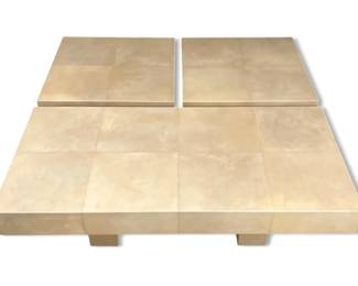 Large Cream Acrylic Over Wood Coffee Table