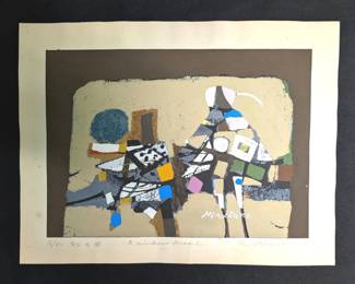 Rokushu Mizufune Rainbow Music Signed  Numbered Woodcut Print