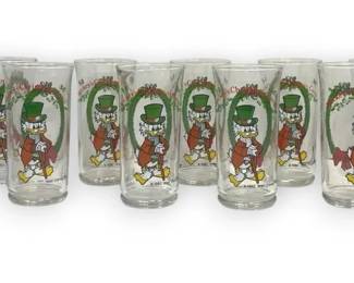 Set Of Twelve 1982 Mickeys Christmas Carol Glasses