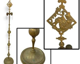 Brass Floor Lamp With Decorative Brass Finial