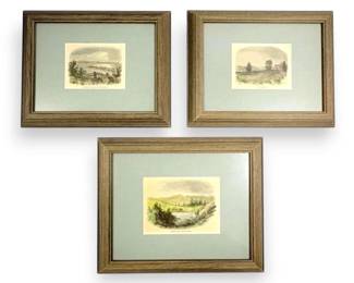 Three Framed And Matted Landscape Prints