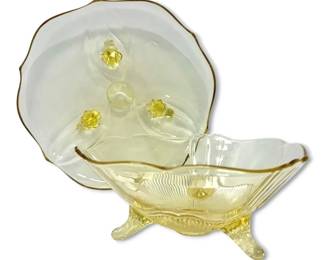 Lancaster Yellow Depression Glass Bowl And Plate