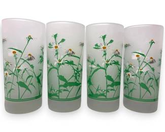 Four Hazel Atlas Frosted Daisy Glasses