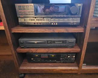 Sansui Receiver; Sanyo CD Player; Sansui Cassette Deck.