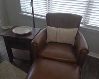 Leather Chair & Ottoman 