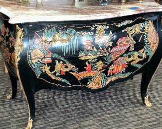 CHIC !!! Marble top Chinoisserie commode 