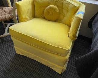 YELLOW modern 70's cubist chair 