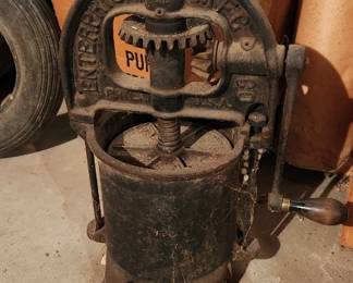 Antique sausage stuffer and fruit press