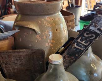 Crock , vinegar and cider jugs
