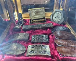 Sterling and leather belt buckle collection