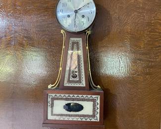 Mid-Century Seth Thomas Brookfield Banjo 8-Day Spring Wound Eagle Wall Clock
