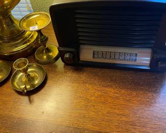 Vintage General Electric Radio Model 102 Bakelite tube radio from approximately 1948, featuring a dark brown finish