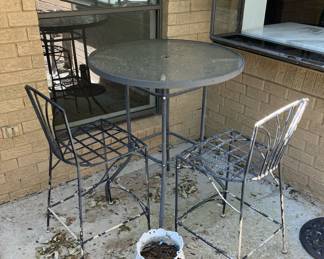 Bar height patio table with 2 stools