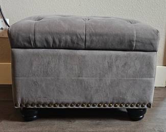 Grey bench w/ storage