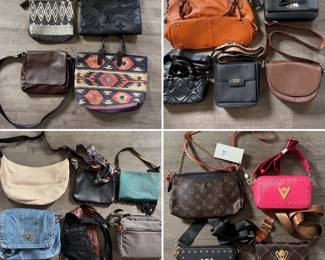Lots of ladies handbags