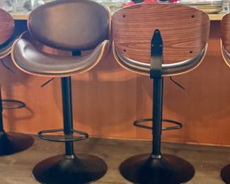 Four "retro" style swivel barstools