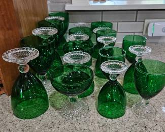 Beautiful stemware in emerald green