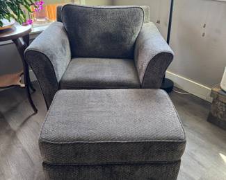 Grey side chair & footstool - matches sofa