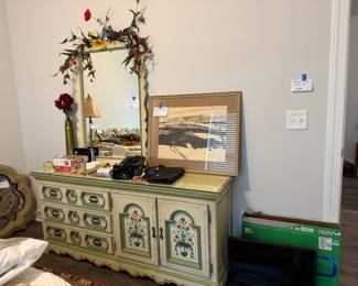 Matching painted dresser with mirror