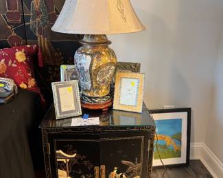 Oriental lacquer nightstand , 1 of 2