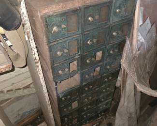 vintage Post Office mail box cabinet