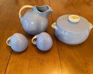 USA made Hall Pottery Rose Parade pitcher , salt and pepper, casserole