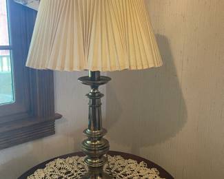 Solid brass Stiffel table lamp with pleated shade