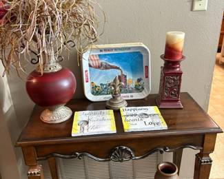 entry table, decor, Coke Trays-some have multiple duplicates
