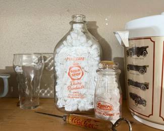 vintage milk bottles, Coke ice pick