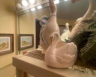 Swan planters, and duck decor Wildflower Lane Estate Sales Sugar Land -Southwest Houston Experts