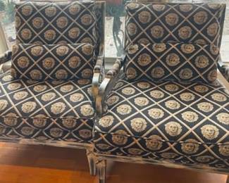 Gold Lionhead super deep chairs presented by Wildflower Lane Estate Sales Sugar Land -Southwest Houston Experts