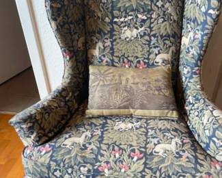 Comfortable Reading chair in animal pattern by Wildflower Lane Estate Sales Sugar Land -Southwest Houston Experts