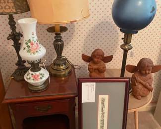 Wood Angel and Lithographs Wildflower Lane Estate Sales Sugar Land -Southwest Houston Experts